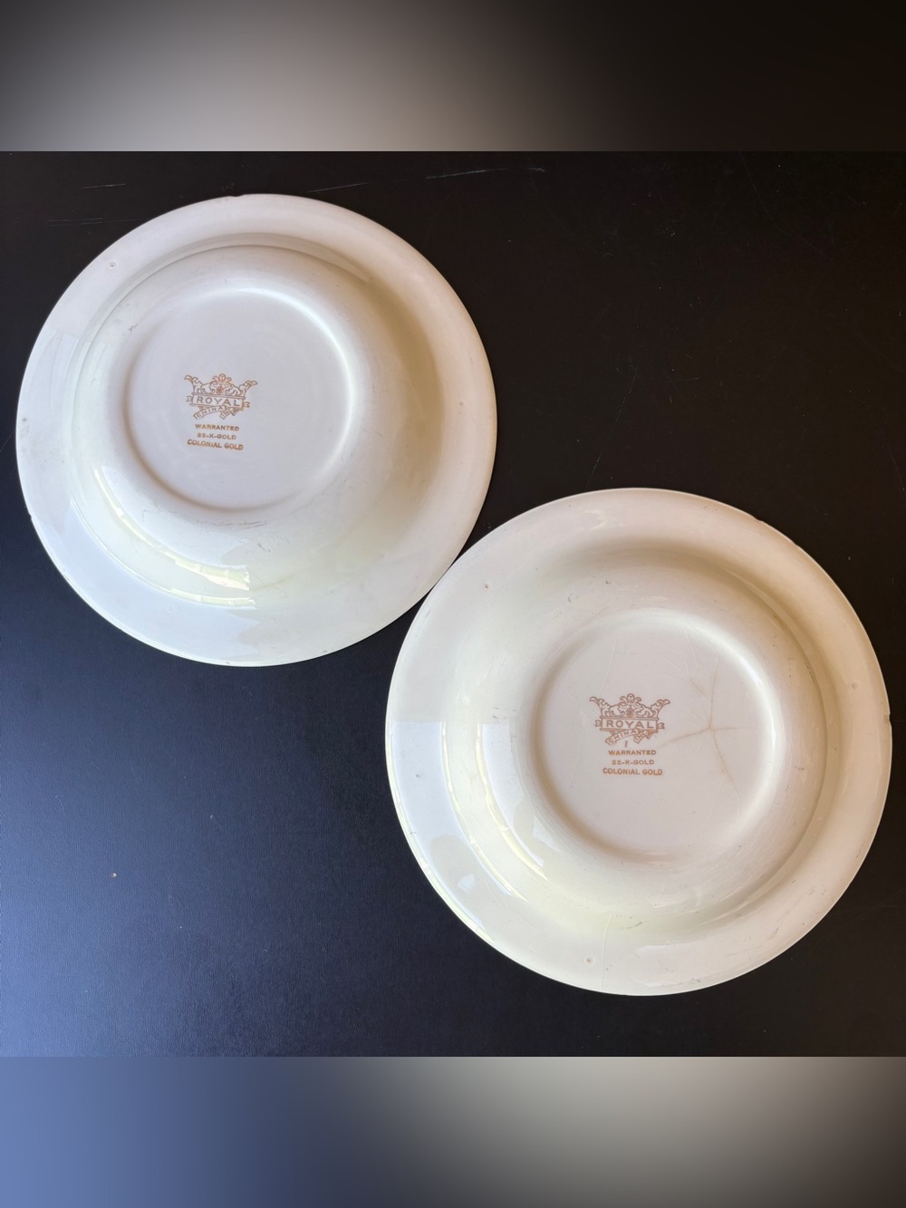 VTG Royal China Inc. Warranted 22K Gold Colonial Bowl Set Of 2 Couple - Picture 6 of 7